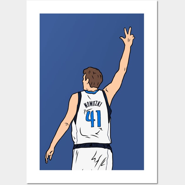 Dirk Nowitzki 3 Point Celebration Wall Art by rattraptees